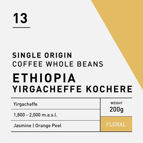13 Ethiopia Yirgacheffe Kochere Washed Whole Beans 200g