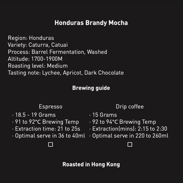 Honduras Brandy Barrel Fermentation Whole Beans 200g